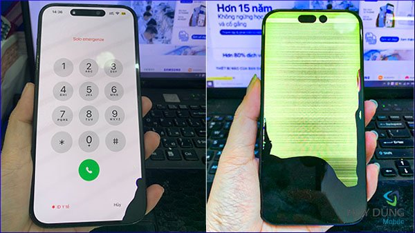 Màn hình iPhone 15 Plus bị sọc, chảy mực